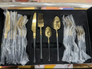 DUBAIZONES™ High Quality Polished Cutlery Set Golden and Half Golden Stainless Steel